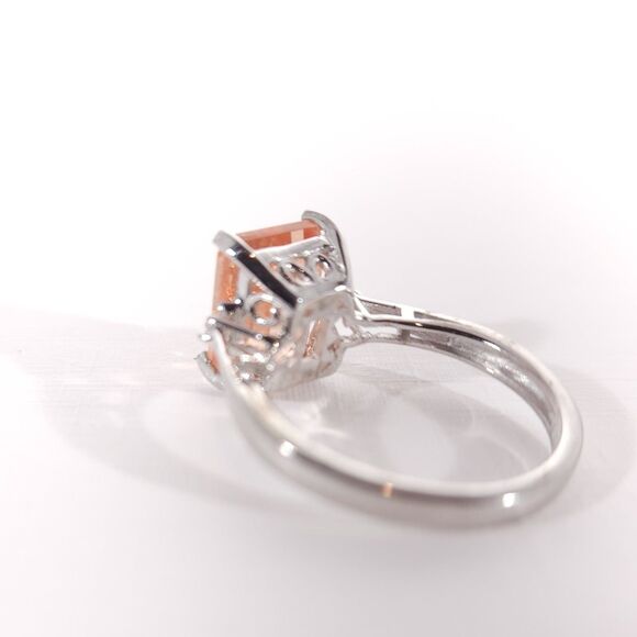 Morganique Quartz and Cambodian White Zircon Ring Size 9 - Picture 4 of 9